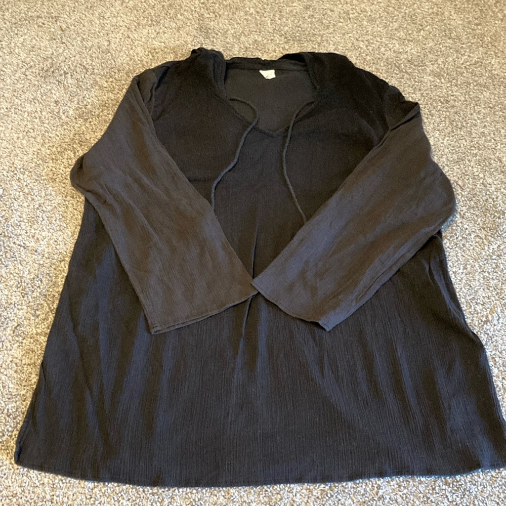 Merona black hooded vneck top, size 20W/22W